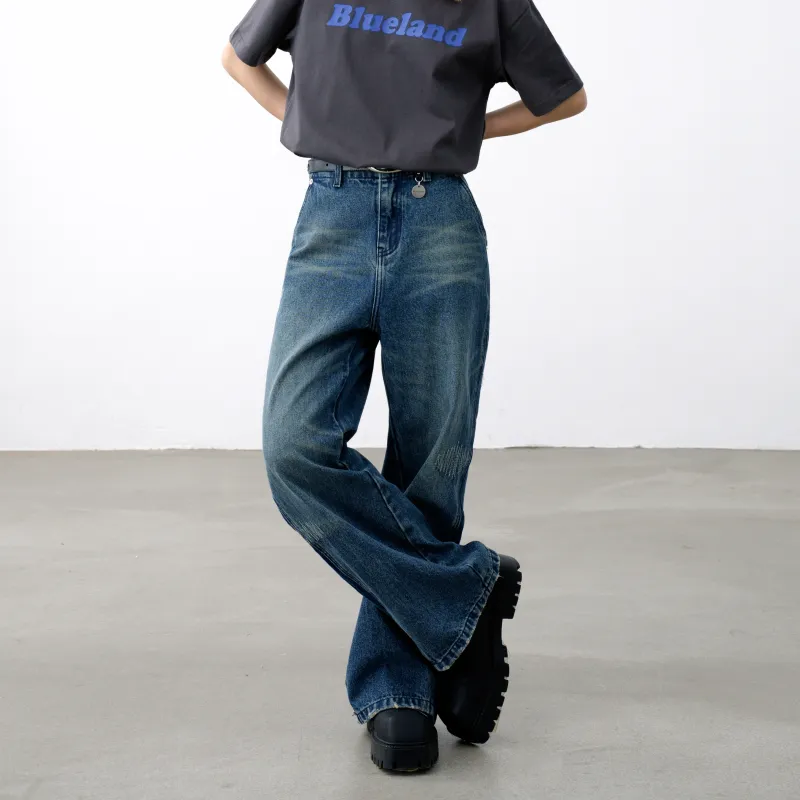 BLUELANDINC Flared Pants Jeans Women's Blue-2