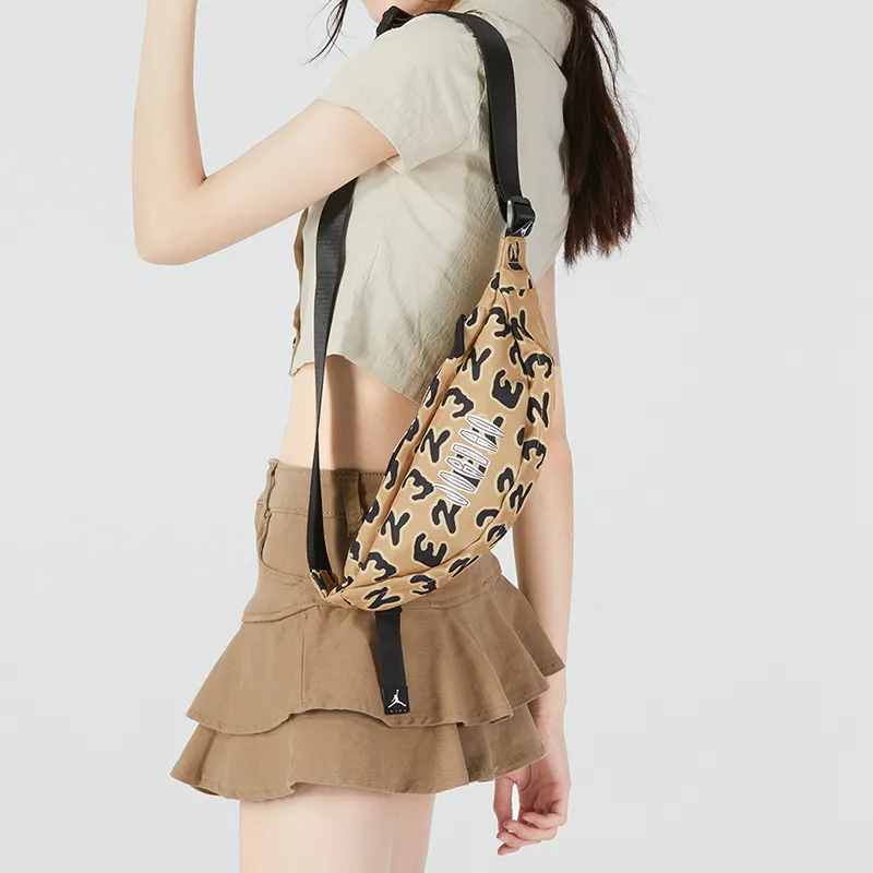 Jordan Polyester Fanny Pack Regular Unisex Leopard Print Brown-4