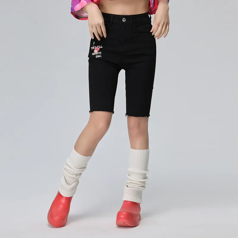 LALABOBO Denim Shorts Women's Black Denim-3