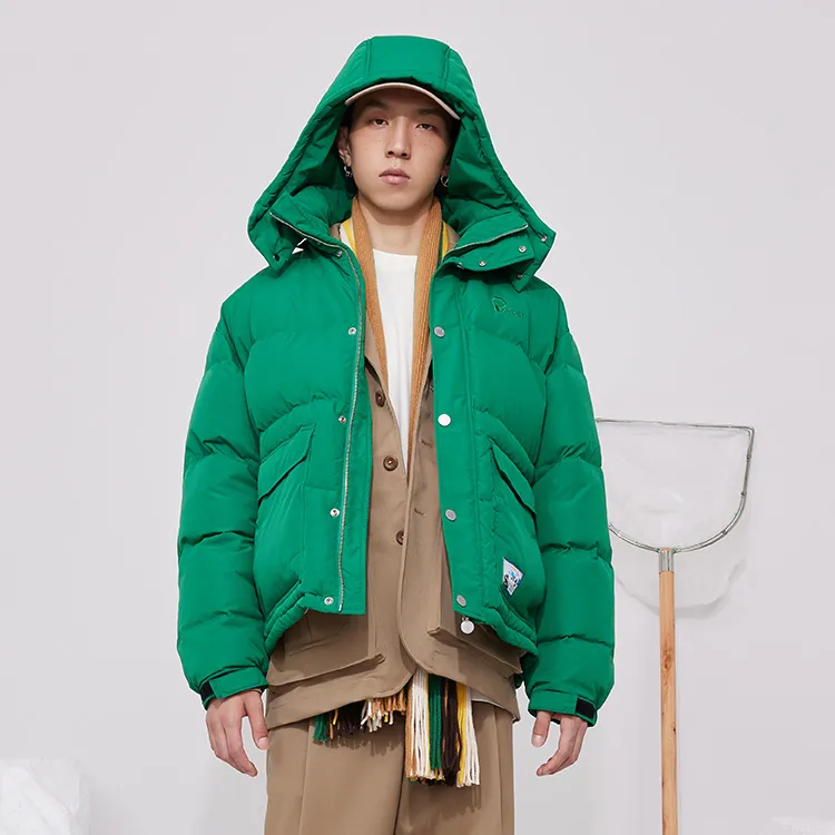 Penfield Solid Color Hooded Down Jacket Unisex Green-2