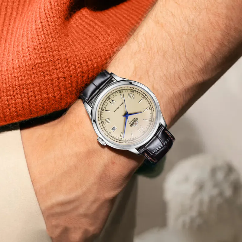 ORIENT Automatic Mechanical Movement Genuine Leather Strap Watch 40.5mm Unisex White Dial-4