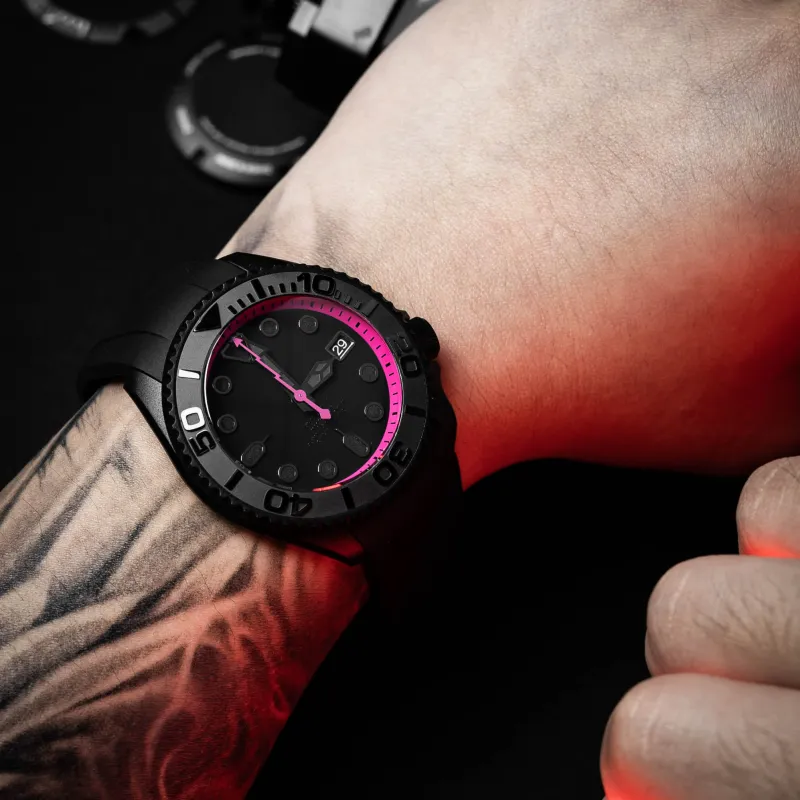 VENCREW Radar[Macho Pink] Automatic Mechanical Movement Watch Unisex Black Dial-3