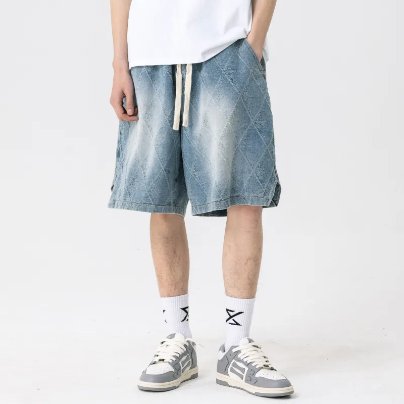 XINYINSU Denim Shorts Unisex Blue-4