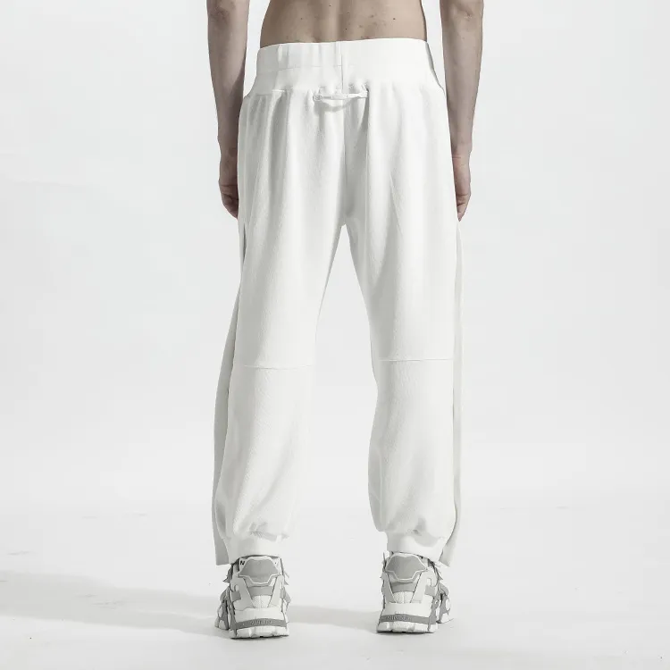 NORVINCY Breathable Elastic Waistband Solid Color Hip-Hop Casual Pants Unisex-10