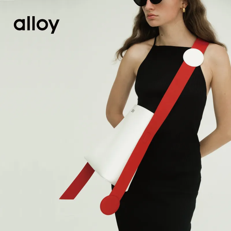 Alloy Cow Leather Colored Ribbon Bag, Tote Bag, Shoulder Bag Regular Unisex-3