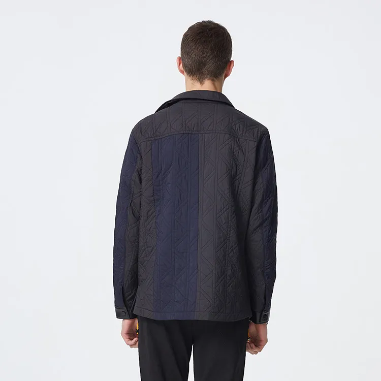 DAVID NAMAN SS22 Solid Color Lapel Puffer Jacket Men's Navy Blue-3