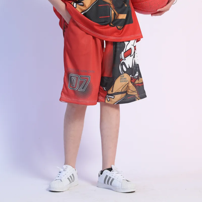FireMonkey Basketball Shorts Unisex Red-3