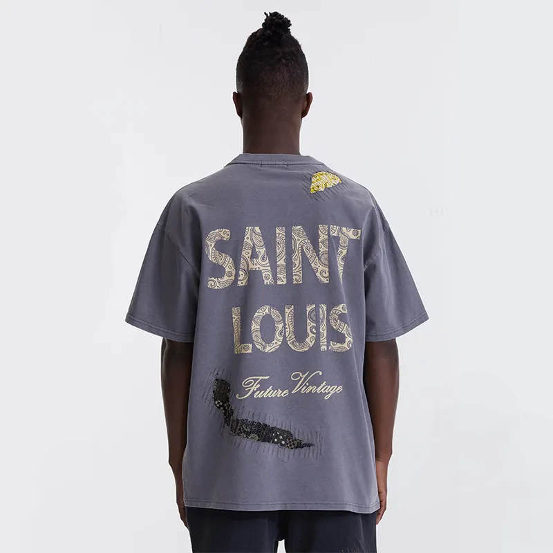 SSSAINT LOUIS T Shirts Unisex Washed Gray-3