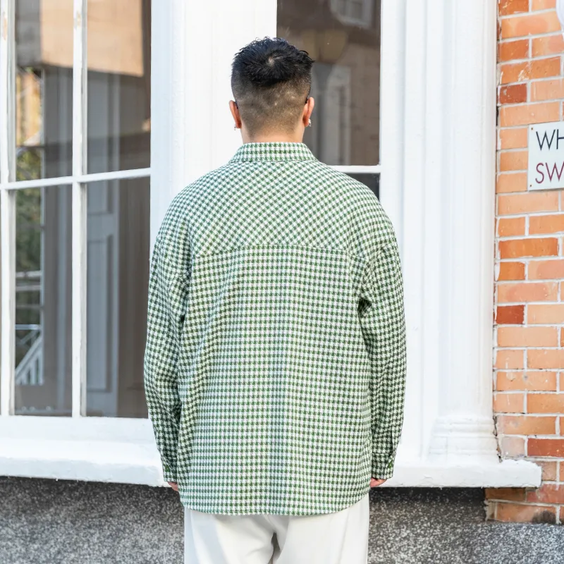 WAYNEXZAVIER Shirts Men Green Plaid-4