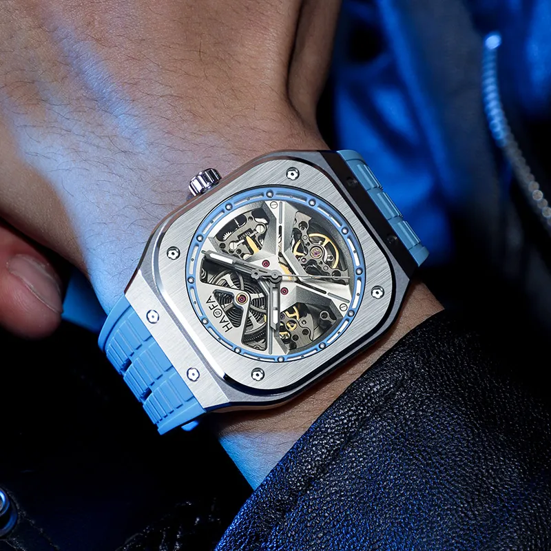 HaofaTourbillon Automatic Mechanical Movement Watch Men's Watches Cut-Out Dial 1961-B-8