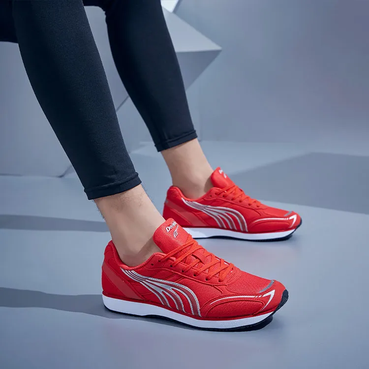 DO WIN Cushioned Slip Resistant Abrasion Resistant Breathable Low Top Running Shoes Unisex Red-7