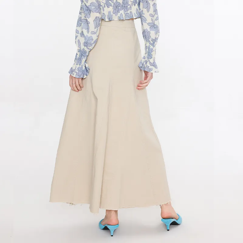 Cubic Casual Long Skirts Women's Beige-4