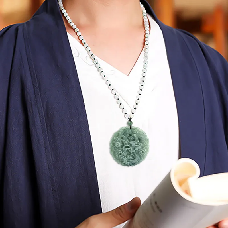 FUSSEM Bean Type Jadeite Necklaces Unisex-2
