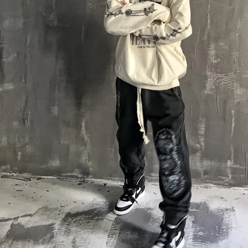 False Perception Sweatpants Unisex Washed Black-4