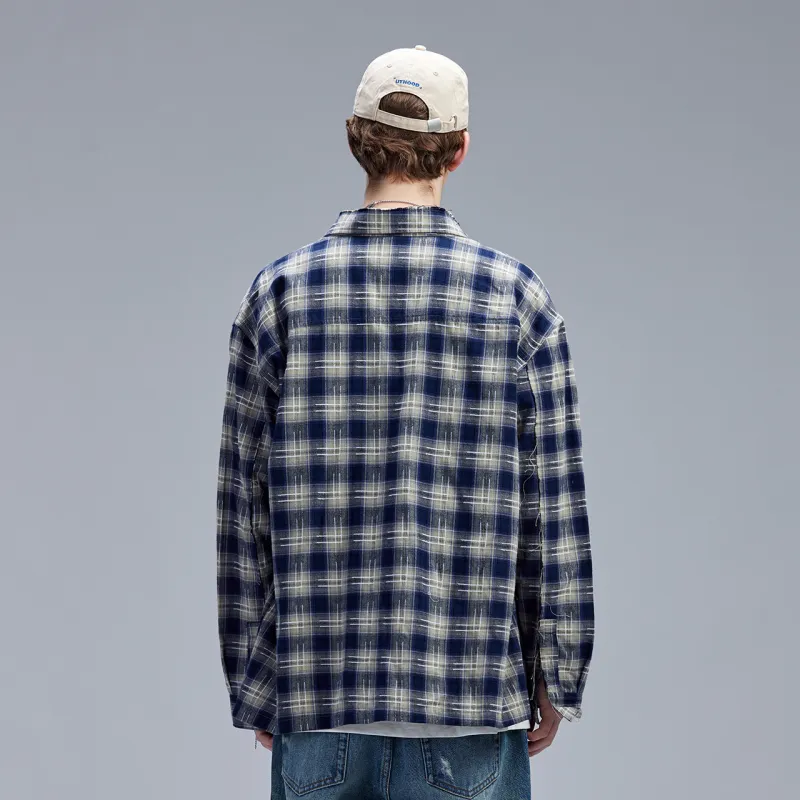 Guuka Long Sleeved Shirts Men's Blue Plaid-7