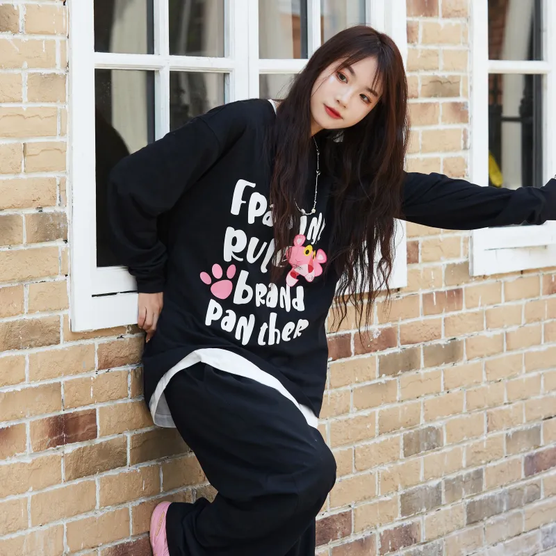 FPA AIXINFENHONGBAO Long-Sleeved T-Shirt Unisex Black-3