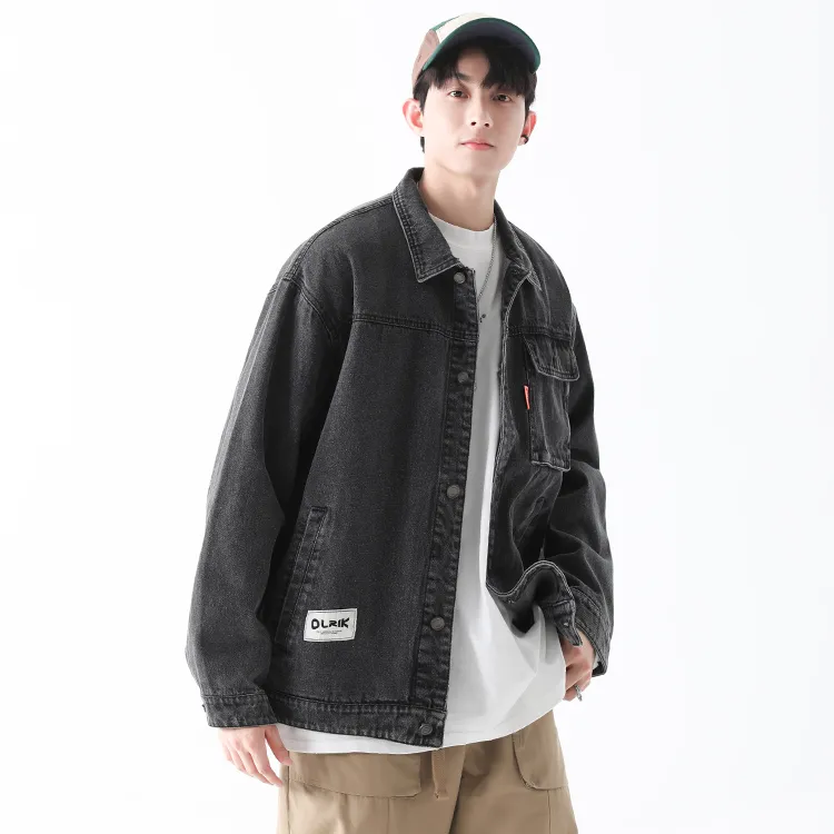 OLRIK Loose Fit Denim Jacket Fall Unisex-2