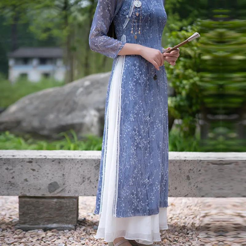Su Fei Cheongsams Women's Blue-3