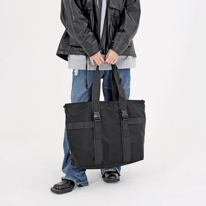 MYEDITION 22L Tote Laptop Bag Commute Shoulder Bag Outdoor Bag Nylon Fabric Black Unisex-6