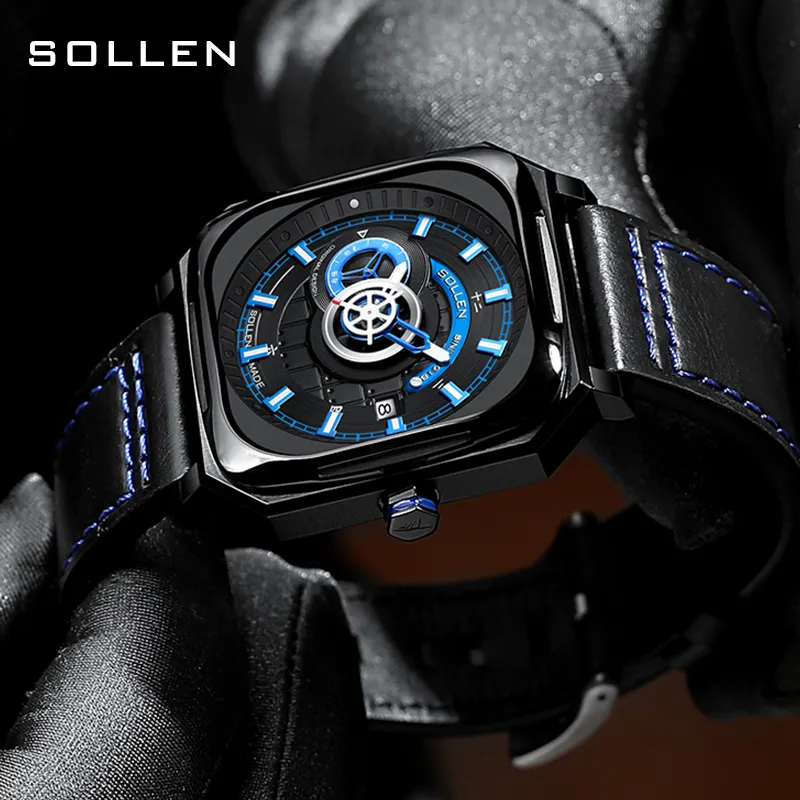 SOLLEN Terracotta Army Collaboration Automatic Mechanical Movement Watch Men's Watches Black Dial SL322-4