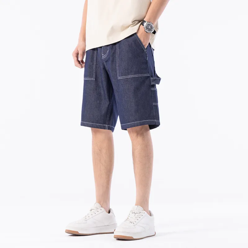 FAIRWHALE Denim Shorts Unisex Blue-4