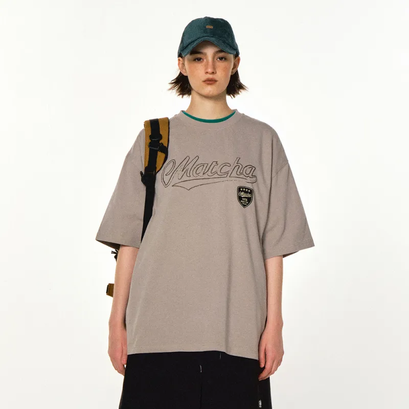 MATCHA STORY College Series T-Shirts Unisex Gray-3