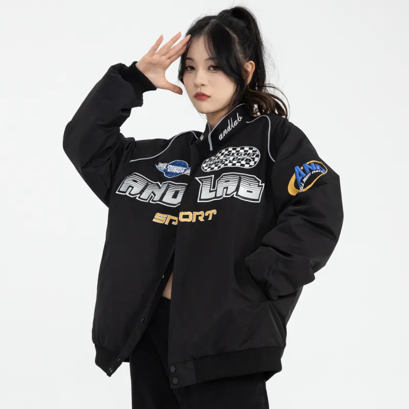 ALL NIGHT DAYS Stand Collar Loose Fit Puffer Jacket Unisex-3