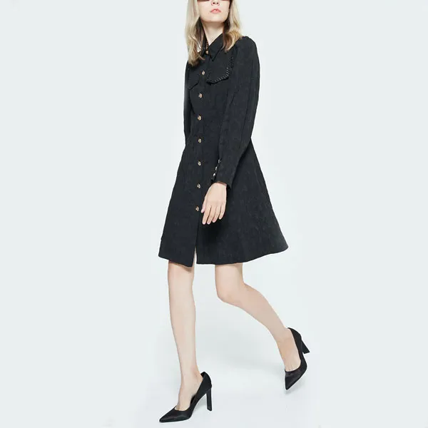 DKNY FW22 A-Line Skirt Dress Black-4