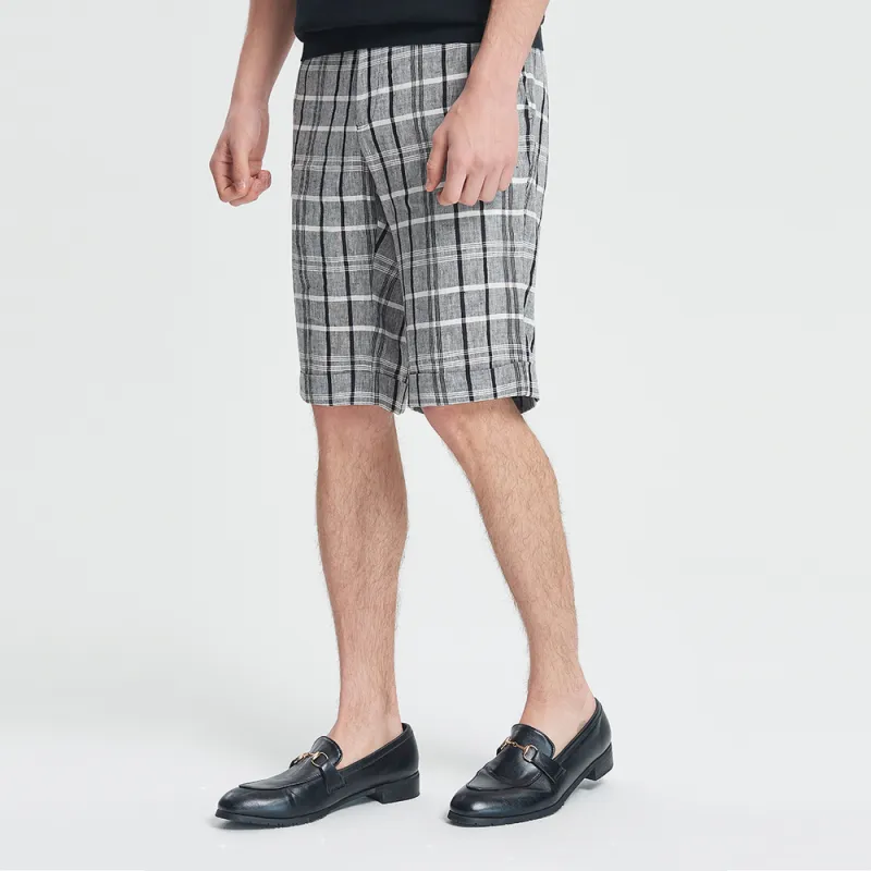 MANGANO Casual Shorts Men Gray Plaid-9