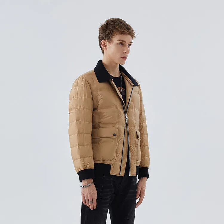 DAVID NAMAN FW22 Solid Color Lapel Loose Fit Down Jacket Men's Khaki-4