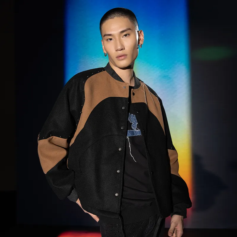 XINYINSU Jacket Spring And Autumn Unisex Black-3