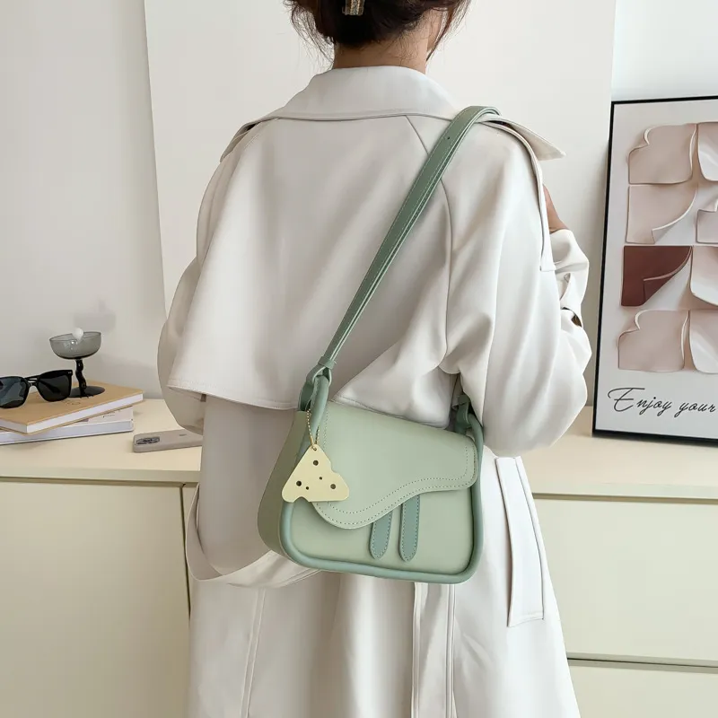 JANE KLAIN PU Saddle Bag Shoulder Bag Crossbody Bag Small Size Women's White/Green/White & Brown/Black-12