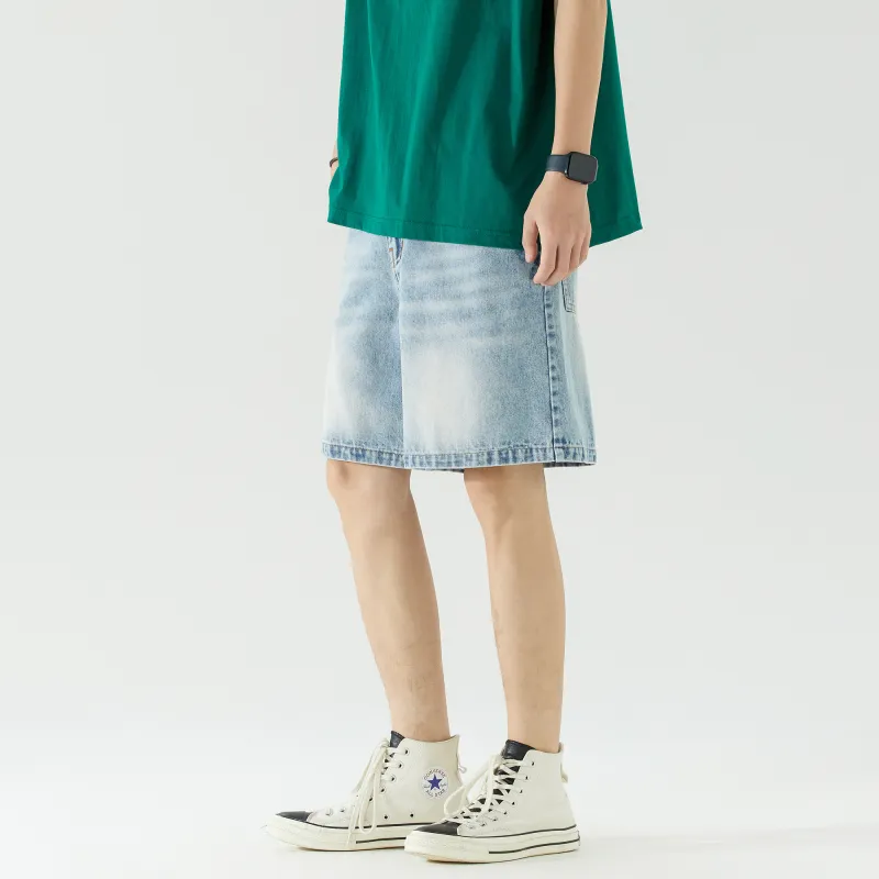 BEENTRILL Denim Shorts Unisex Washed Blue-2