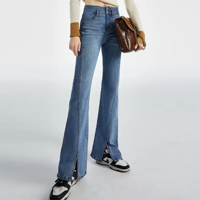 MEETLADY Flared Pants Jeans Women's-8