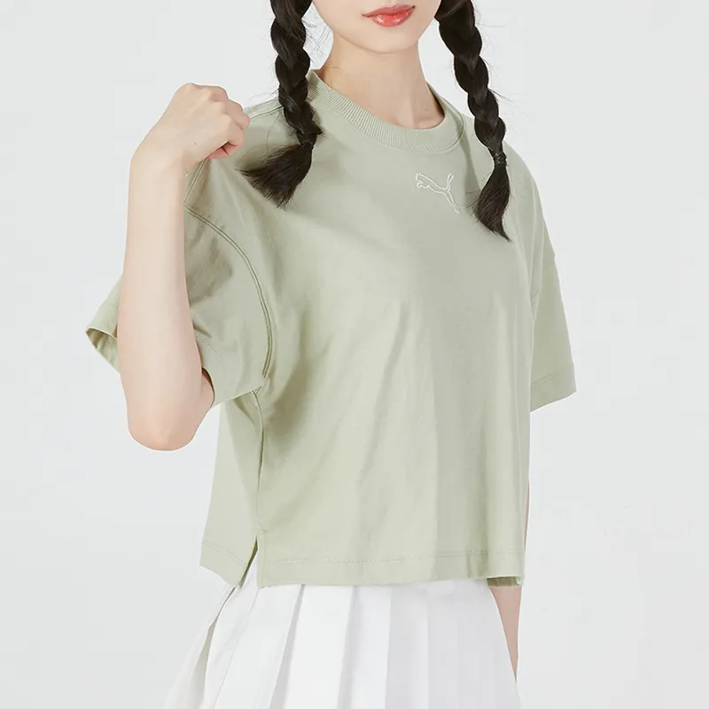 PUMA Crop Tops Women's Light Green-4