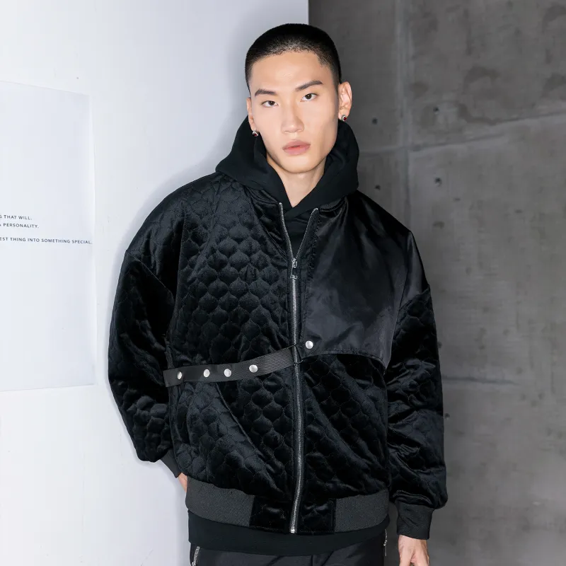 XINYINSU Baseball Collar Loose Fit Puffer Jacket Unisex-4