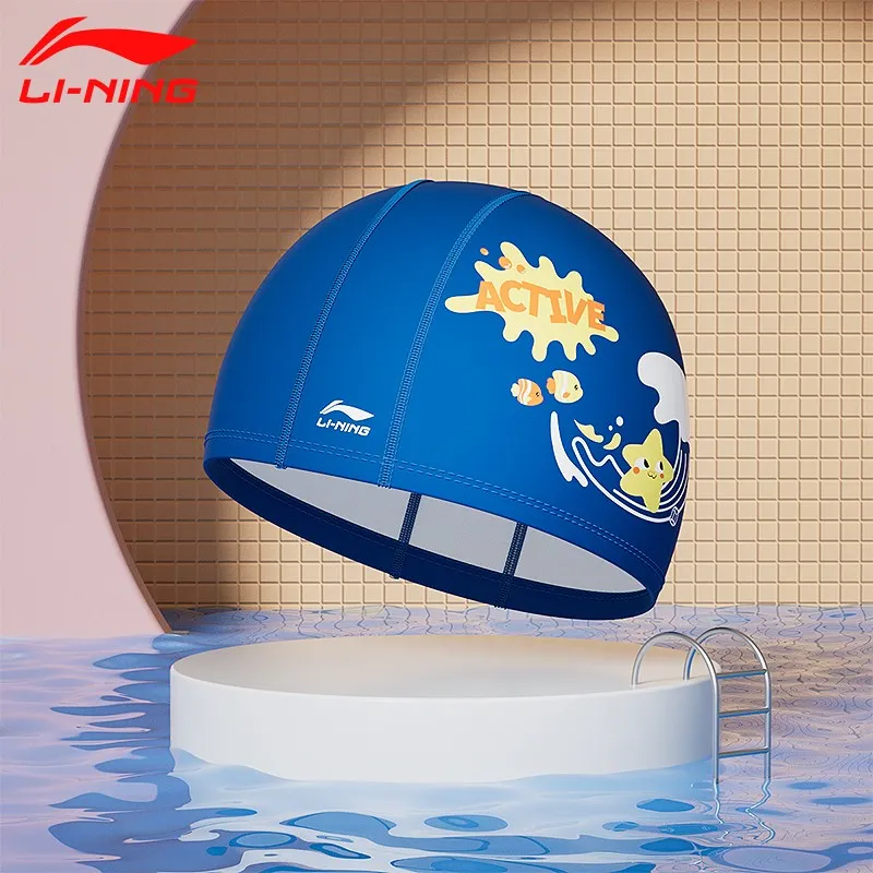 LiNing Swimming Caps PU Kids' Dark Blue-1