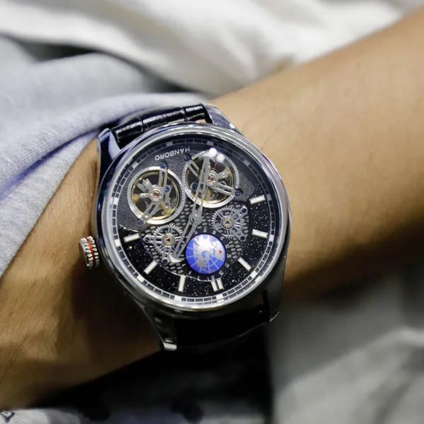 HANBORO Star Collection Automatic Mechanical Movement Watch Men's Watches Cut Out Dial HBR88821 BLL-3