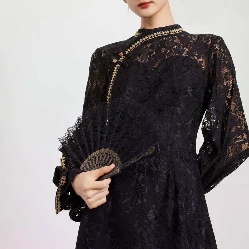 JINYE ORIENTAL Cheongsam Women's Jet Black-2