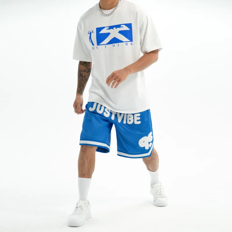 JUST VIBE Loose Fit Shorts Unisex Blue-5