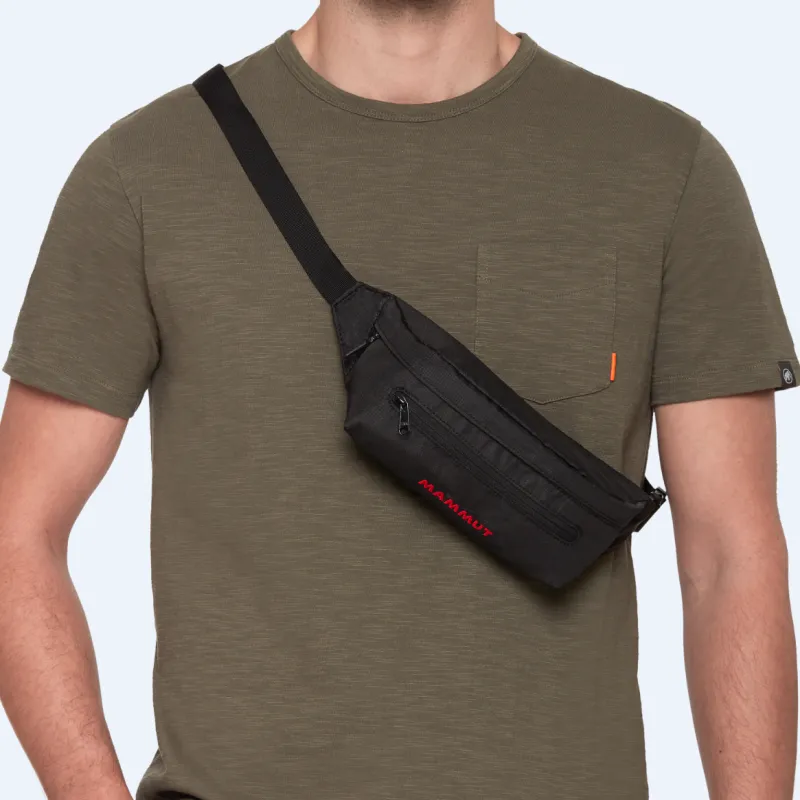 MAMMUT Polyester One Shoulder Crossbody Slanted Fanny Pack Small Size Unisex Black-3