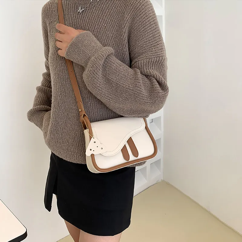 JANE KLAIN PU Saddle Bag Shoulder Bag Crossbody Bag Small Size Women's White/Green/White & Brown/Black-20