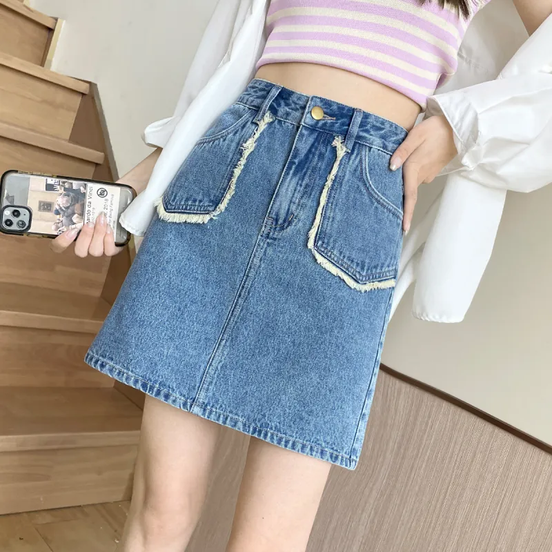 HIPPIEMISS Denim Short Skirts Women's Blue-3