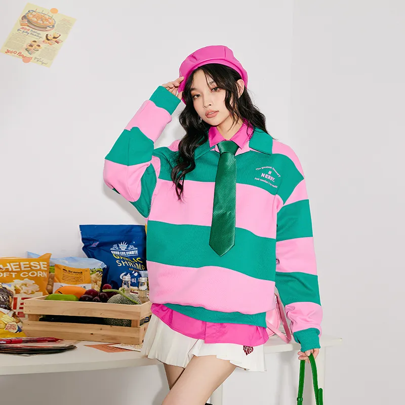 NERDY FW22 Polo Collar Loose Fit Sweatshirt Unisex-3