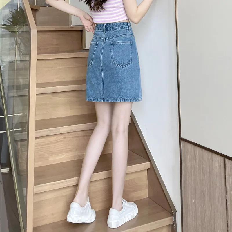 HIPPIEMISS Denim Short Skirts Women's Blue-2