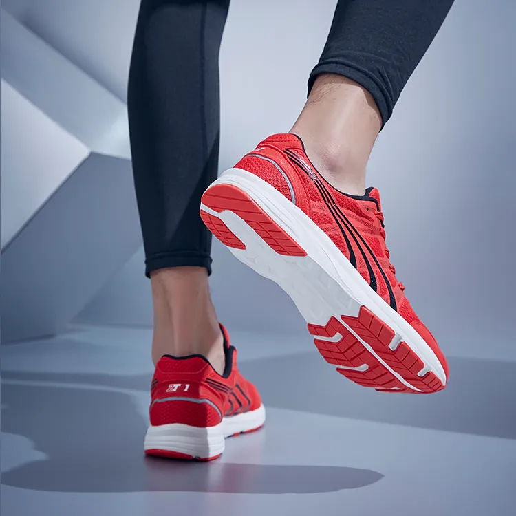 DO WIN Journey Marathon Cushioned Slip Resistant Abrasion Resistant Breathable Low Top Running Shoes Unisex Red White-7