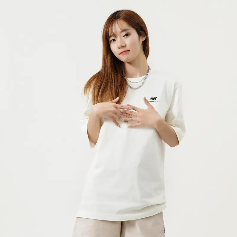 New Balance Drop Shoulder Sleeve T Shirt Unisex White-6