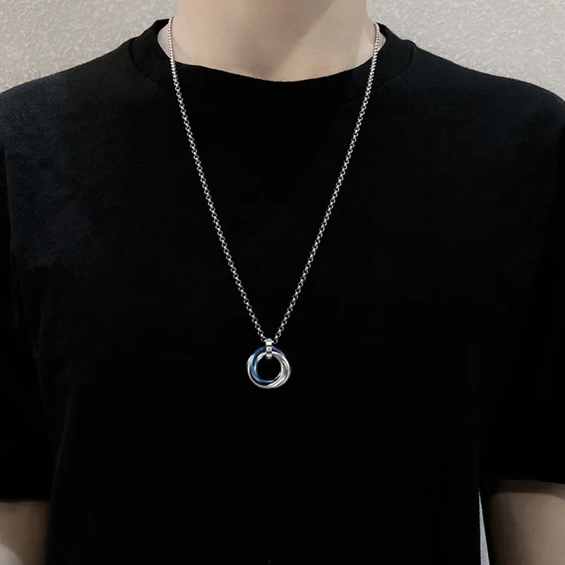 JUICY GRAPE Individual Three Loop Minimalist Style Versatile Collarbone Chain Necklaces Men's-2