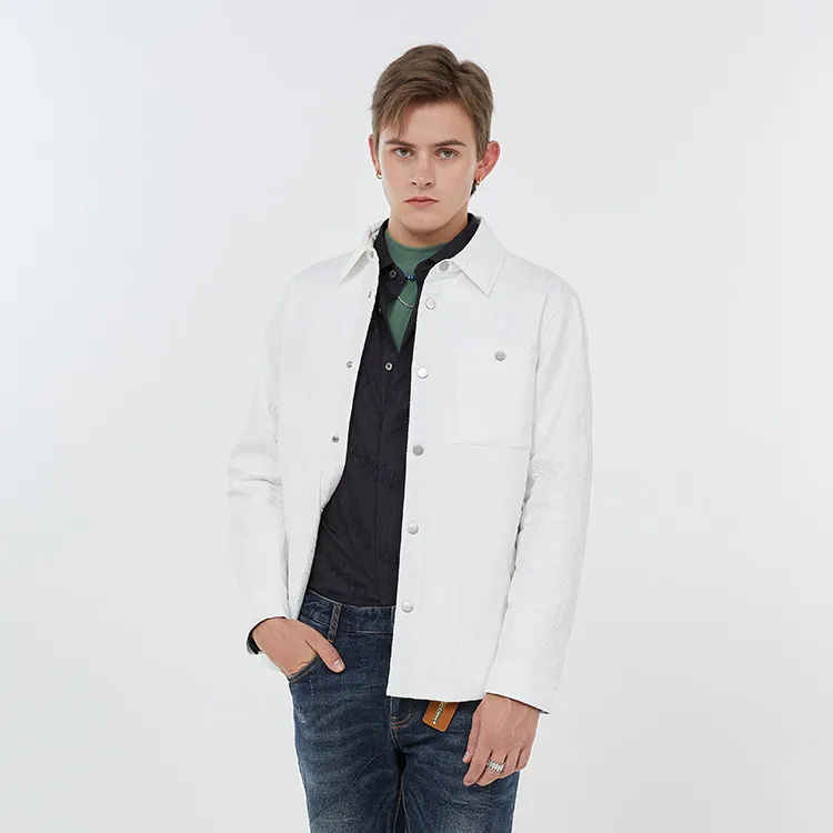 DAVID NAMAN FW22 Solid Color Lapel Thin Puffer Jacket Men's White-2