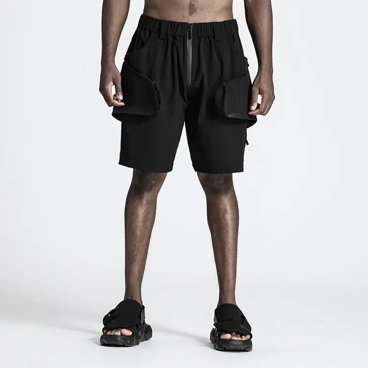 NORVINCY Urban Techwear Elastic String 3D Effect Patch Pocket Casual Shorts Unisex-2